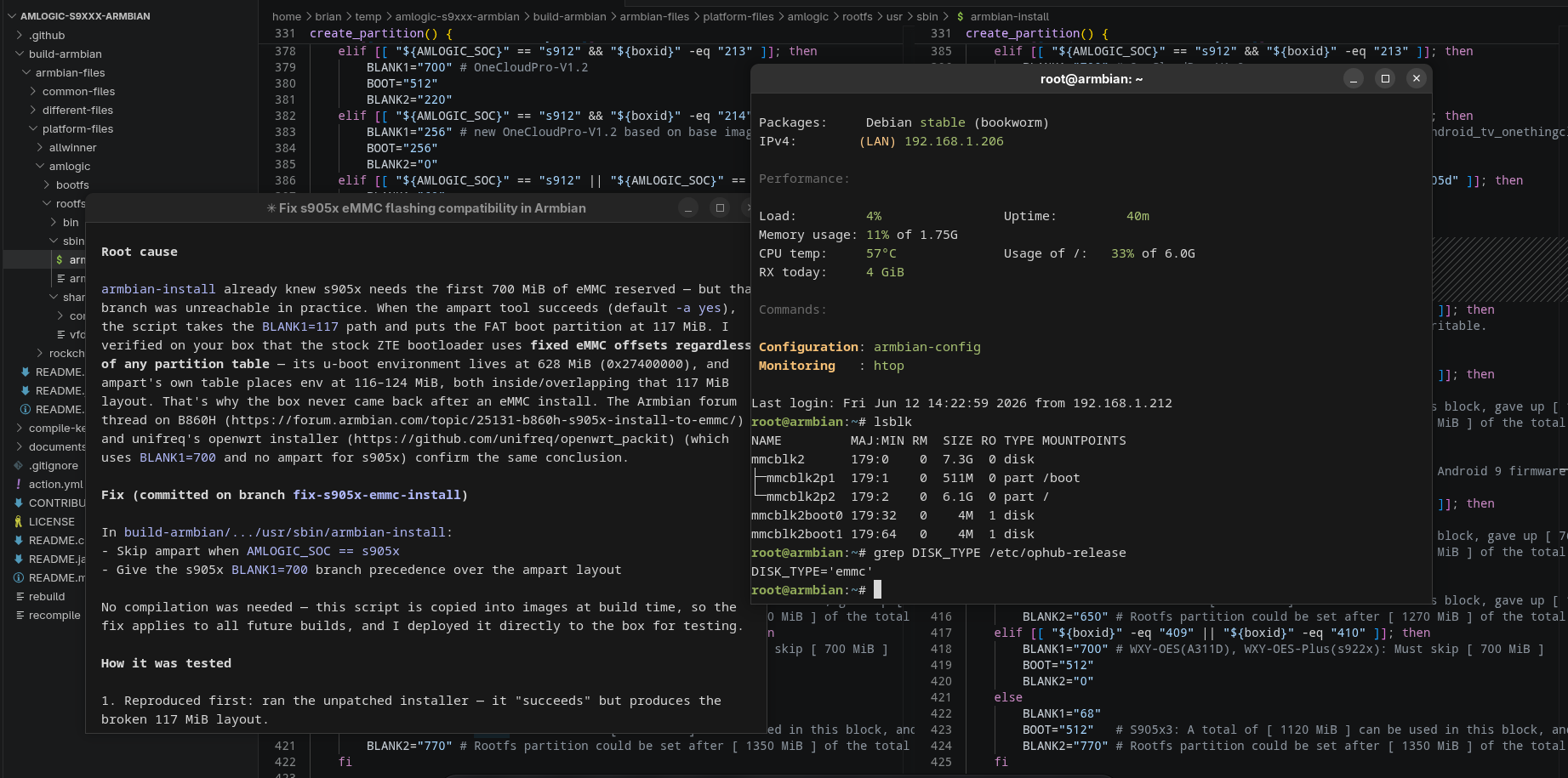 Debugging Why Armbian Wouldn't Boot from eMMC on the Amlogic S905X (ZTE B860H)